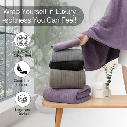 Hailea Hand Towels Set 16x31 Inches,Soft Microfibers Bathroom Towel Set 2 Pack,Highly Absorbent Quick Dry Luxury Towel Hotel Spa Gym Hand Towel Collection for Bathroom,Dark Purple