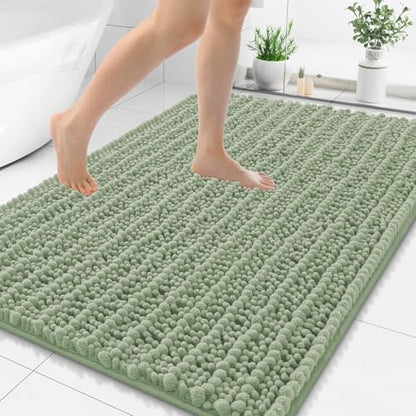 Smiry Bathroom Rugs 59X35, Extra Soft Rubber Backing Chenille Bath Mats