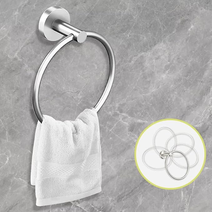 Cilee 10 Piece Brushed Nickel Bathroom Accessories Set, 16 inch Brushed Nickel Bathroon Hardware Set Towel Bar Ring Toilet Paper Holder Robe Towel Hook SUS304 Stainless Steel | Brushed Nickel Bathroon Hardware Set Towel Bar Ring Toilet Paper Holder Rob...