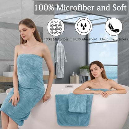 Extra Large Bath Towels Set 35x70 Inches - Luxury 600 GSM Oversized Bath Sheet Towel,Ultra Soft Microfiber - Quick Dry,Highly Absorbent Shower Towels Spa Hotel Bathroom Towel Set (4-Pack,Turquoise)