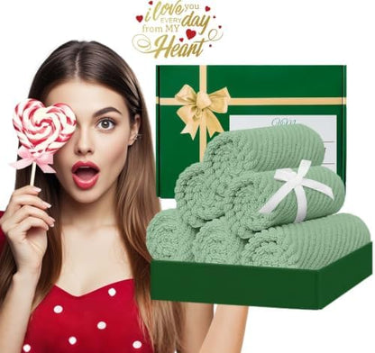 VOOVA & MOVAS Face Towels 6PC, 100% Cotton, 13x13 in, Mint Green