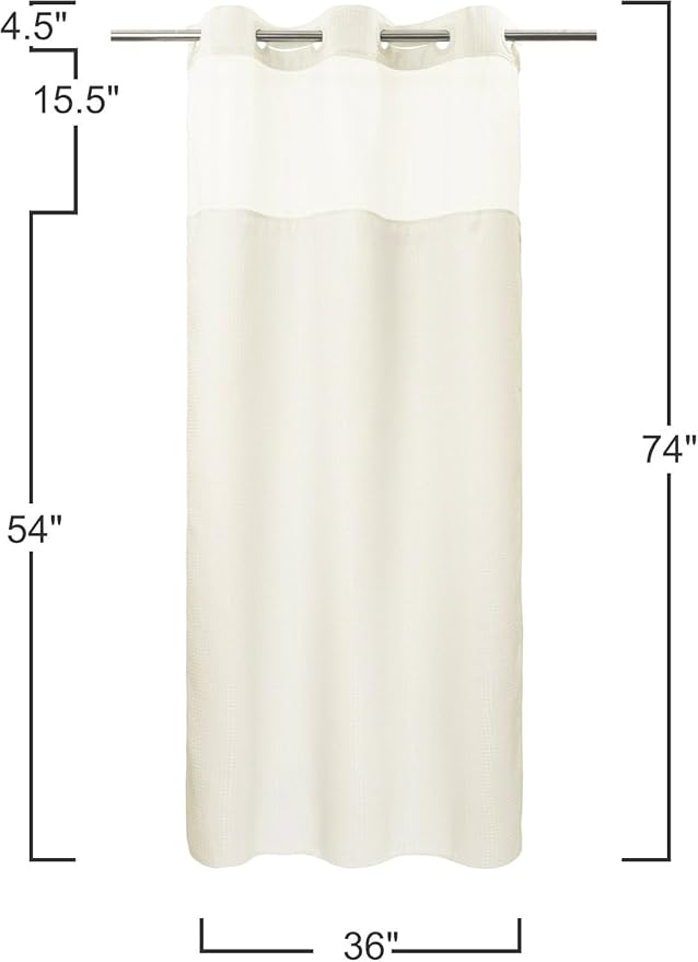 RiverDream Heavyweight Waffle No Hook Shower Curtain with Liner,Cream,36x74 | Dotted Waffle,Snap-in Liner,Heavy Duty,Quick Dry,Mesh Top Window,With Bottom Magnets,Hotel-Grade,Washable,Small Stall Size