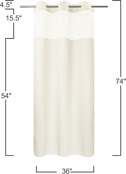 RiverDream Heavyweight Waffle No Hook Shower Curtain with Liner,Cream,36x74 | Dotted Waffle,Snap-in Liner,Heavy Duty,Quick Dry,Mesh Top Window,With Bottom Magnets,Hotel-Grade,Washable,Small Stall Size