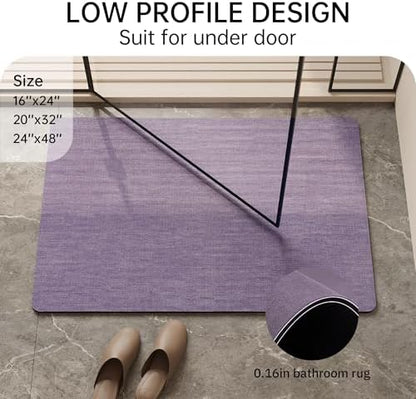Mecko Bath Mat Ultra Thin Lavender Purple, 20"x32"