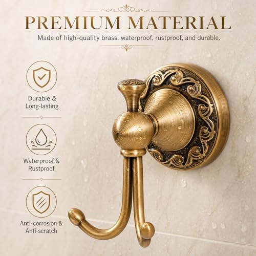 4 Pcs Antique Brass Bathroom Hardware Set, Bathroom Accessories Set, 11 Inch Wall Mounted Bath Towel Bar Toilet Paper Holder Hand Towel Holder Robe Hook for Shower Room Toilet(4-Layer)
