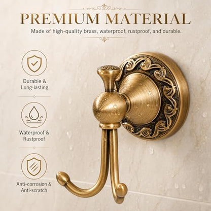 4 Pcs Antique Brass Bathroom Hardware Set, Bathroom Accessories Set, 11 Inch Wall Mounted Bath Towel Bar Toilet Paper Holder Hand Towel Holder Robe Hook for Shower Room Toilet(4-Layer)
