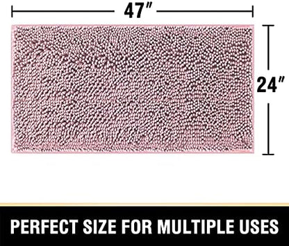 H.VERSAILTEX Bathroom Rugs Bath Mats Non Slip Luxury Chenille Bathroom Runner Rug 24x47 Extra Soft and Absorbent Shaggy Rugs Washable Dry Fast Area Carpet Mats, Tub - Coral Pink