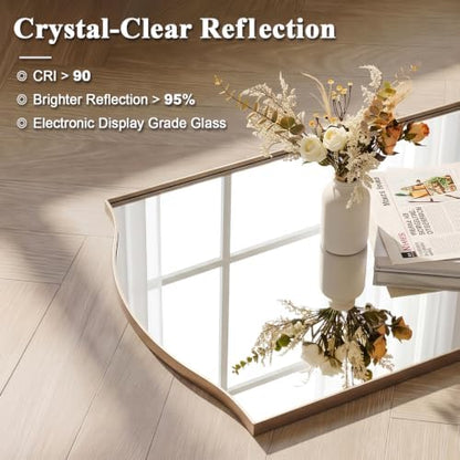 ANDY STAR 24x36 Inch Champagne Bronze Scalloped Mirror for Bathroom