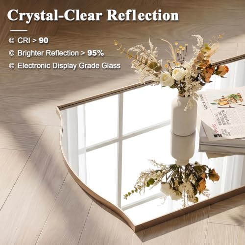 ANDY STAR 30x40 Inch Scalloped Wall Mirror in Champagne Bronze Frame