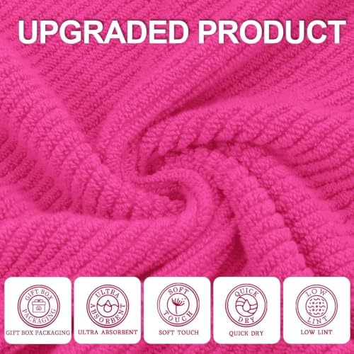 VOOVA & MOVAS 3PC Towel Set, 100% Cotton, Hot Pink