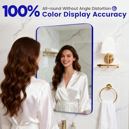 18" x 24" Blue Bathroom Mirrors for Over Sink,Aluminum Frame