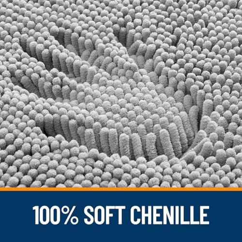 OLANLY Chenille Bathroom Rugs Mats Sets 2 Piece, 36"x24"+24"x20", Grey