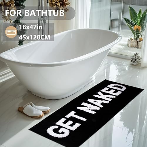 KOEXM Get Naked Bath Mat Long Runner Mat Cute Bathroom Rugs