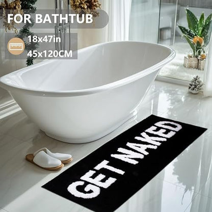 KOEXM Get Naked Bath Mat Long Runner Mat Cute Bathroom Rugs