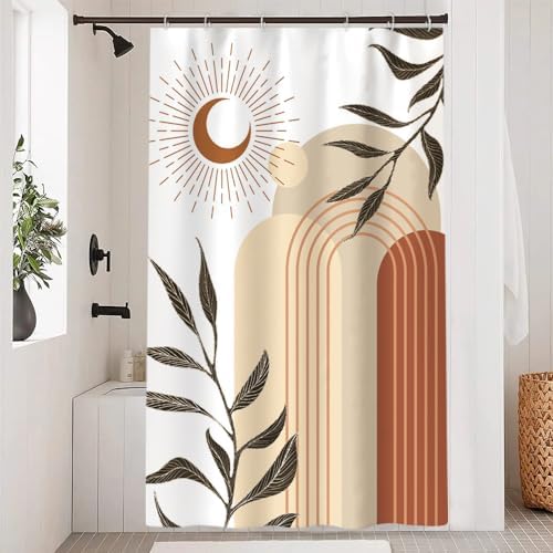 Boho Moon Shower Curtain with Hooks for Bathroom 54x72 Inch