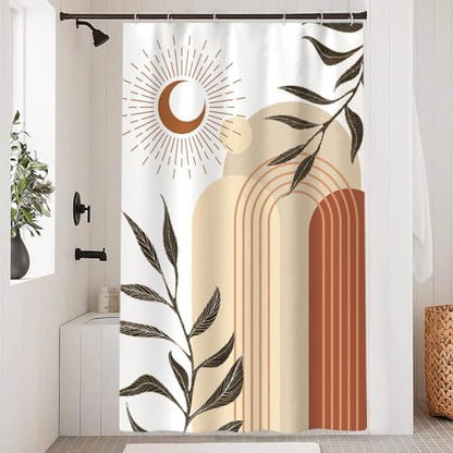 Boho Moon Shower Curtain with Hooks for Bathroom 54x72 Inch
