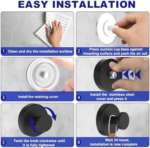 Bntuk Suction Cup Hooks for Shower, Removable Towel Hooks for Bathroom