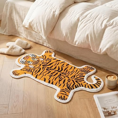 Yellow Tiger Bath Mat for Bathroom Non Slip Cartoon Carpet 24x39in