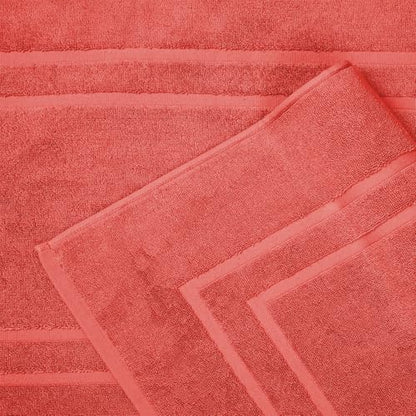 Feather & Stitch 2 Piece Towel Like Bath Mats (30x21 Inch) 100% Cotton Terry Bath Mat, Bathroom Shower Floor Mat [NOT A Bathroom Rug], Soft Absorbent Washable Mats - Coral