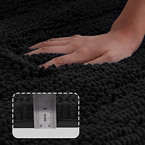 Turquoize Bathroom Rug 24"x36", Soft Absorbent Chenille Bath Rug, Black