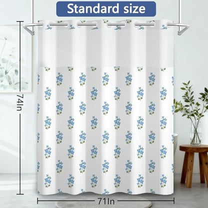 No Hook Shower Curtain with Snap in Liner 71x74 Inch