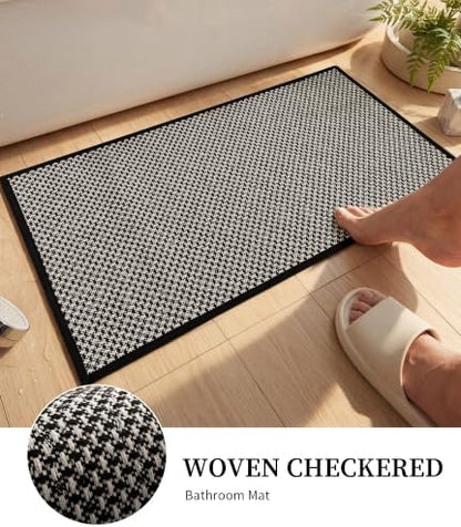 YIHOUSE Black Bathroom Rugs Sets 3 Pieces,Thin Bath Mat Quick Dry