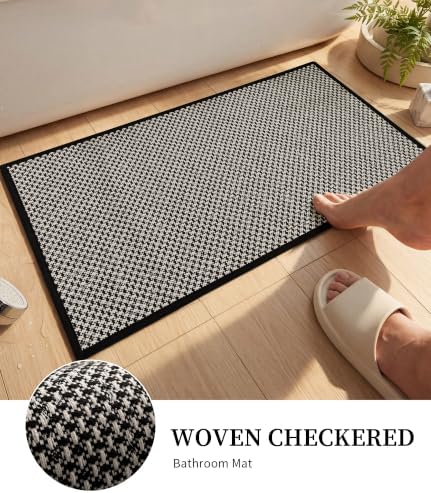 YIHOUSE Black Bathroom Rugs Sets 5 Pieces,Thin Bath Mat Quick Dry