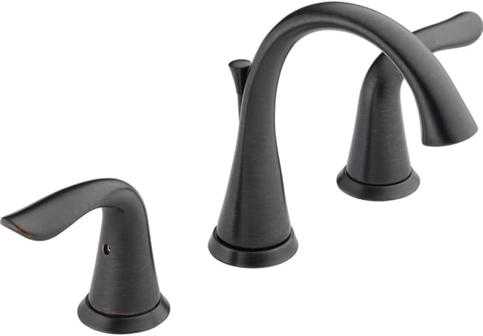 Delta Lahara Oil Rubbed Bronze Bathroom Faucet 3 Hole, 8 Inch Widespread Bathroom Sink Faucet for Vanity, Metal Push-Pop Drain Assembly, Venetian Bronze 3538-RBMPU-DST