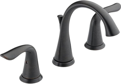 Delta Lahara Oil Rubbed Bronze Bathroom Faucet 3 Hole, 8 Inch Widespread Bathroom Sink Faucet for Vanity, Metal Push-Pop Drain Assembly, Venetian Bronze 3538-RBMPU-DST