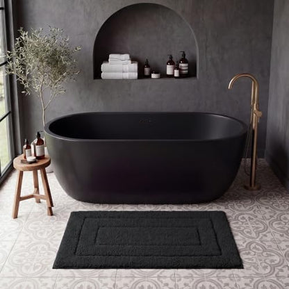 GRANNY SAYS Black Bathroom Rug 36" x 24", Non-Slip Microfiber Bath Mat