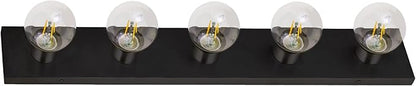 Design House Vanity Lights, 5 Linear Lights, Dimmable, Horizontal or Vertical Use, Uses (5) 60W Bulbs, for Bathroom/Makeup Vanity, Matte Black, 30.0 in. W x 2.0 in. H x 4.3 in. D, 588582-BLK