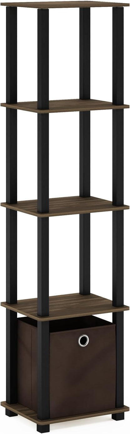 FURINNO TNT No Tools 5-Tier Display Decorative Shelf, Columbia Walnut/Black/Dark Brown