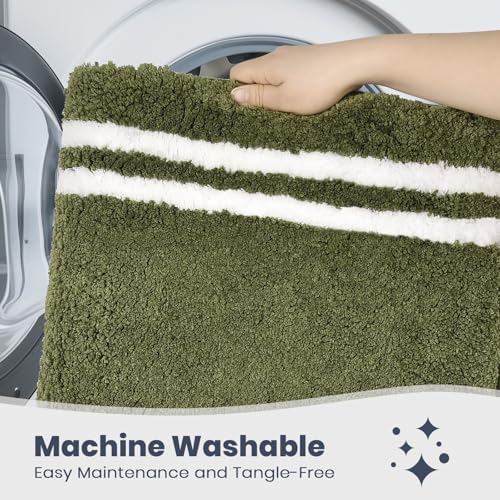 PURRUGS Bathroom Runner Rug, Bath Mat, 24" x 60", Olive Green