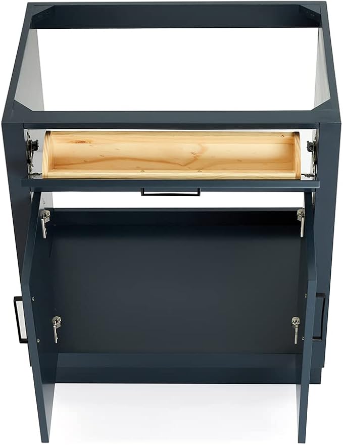ARIEL Hepburn 30-inch Bathroom Vanity Base Cabinet,Solid Wood, 2 Soft Closing Doors, 1 Dovetail Drawers, Midnight Blue