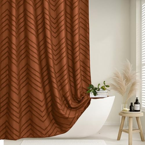 Orange Boho Fabric Shower Curtain 48 x 72 Inches