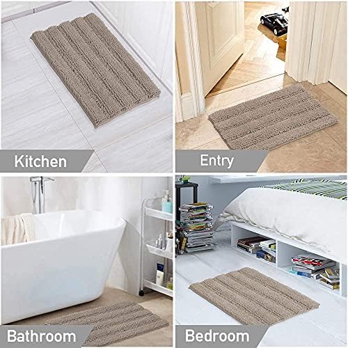 Turquoize Bathroom Rug 24"x36", Soft Absorbent Chenille Bath Rug, Taupe