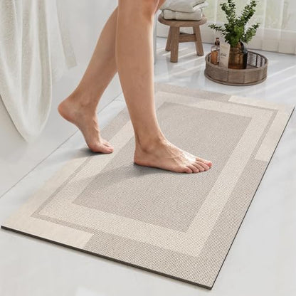 YDKGL Non Slip Bath Mat Thin Bathroom Rugs Fit Under Door Beige 16"x 24"
