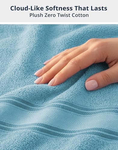 LANE LINEN Bath Sheet - Zero Twist - 4 Pack (35"x66") Towels - Ultra Soft & Super Absorbent - Hotel Collection Oversized Bath Towel Sets - Upgrade Your Daily Routine to a spa-Like Retreat - Blue