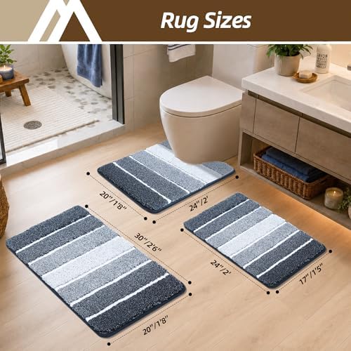 COSY HOMEER Bathroom Rugs 24x17, Ultra Soft Absorbent Bath Mat