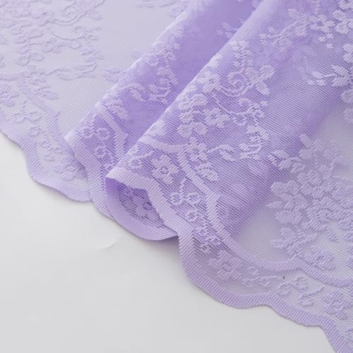 Lavender Lace Shower Curtain with Attached Valance 36x72 for Narrow Stall