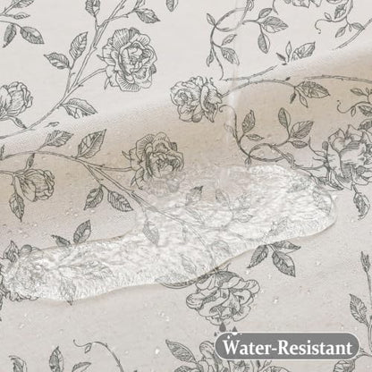 MitoVilla Vintage Farmhouse Grey Floral Poly-Cotton Shower Curtain, 72x72