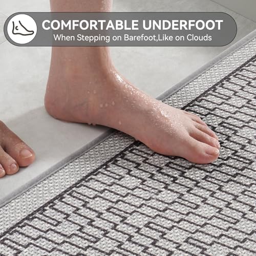YDKGL Bathroom Runner Rug, Long Thin Bath Mat Fit Under Door, Grey 24x48