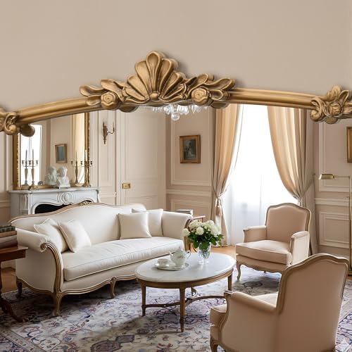 Besdomus Vintage Gold Arched Mirror: 36"x29" Antique Vanity Mirror