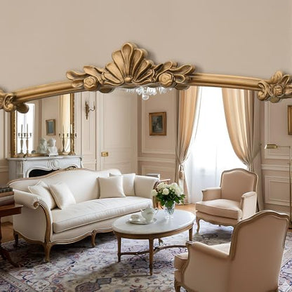 Besdomus Vintage Gold Arched Mirror: 36"x29" Antique Vanity Mirror