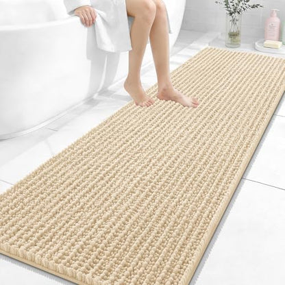OLANLY Bathroom Runner Rugs 70x24, Thick Soft Absorbent Chenille Bath Rugs