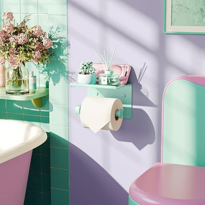 Toilet Paper Holder with Shelf Wall Mounted Toilet Paper Roll Dispenser