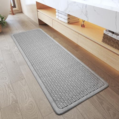 YDKGL Bathroom Runner Rug, Long Thin Bath Mat Fit Under Door, Grey 17x47