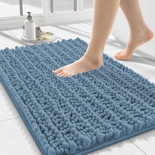 Smiry Bathroom Rugs 24X16, Extra Soft Rubber Backing Chenille Bath Mats