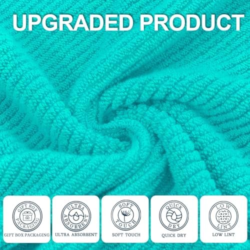 VOOVA & MOVAS 3PC Towel Set, 100% Cotton, Turquoise