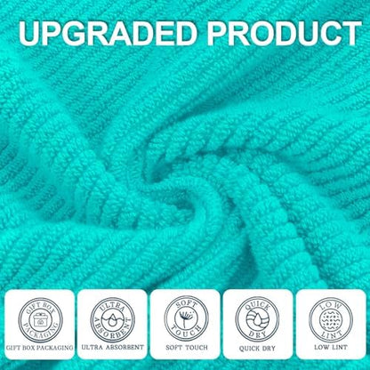 VOOVA & MOVAS 3PC Towel Set, 100% Cotton, Turquoise
